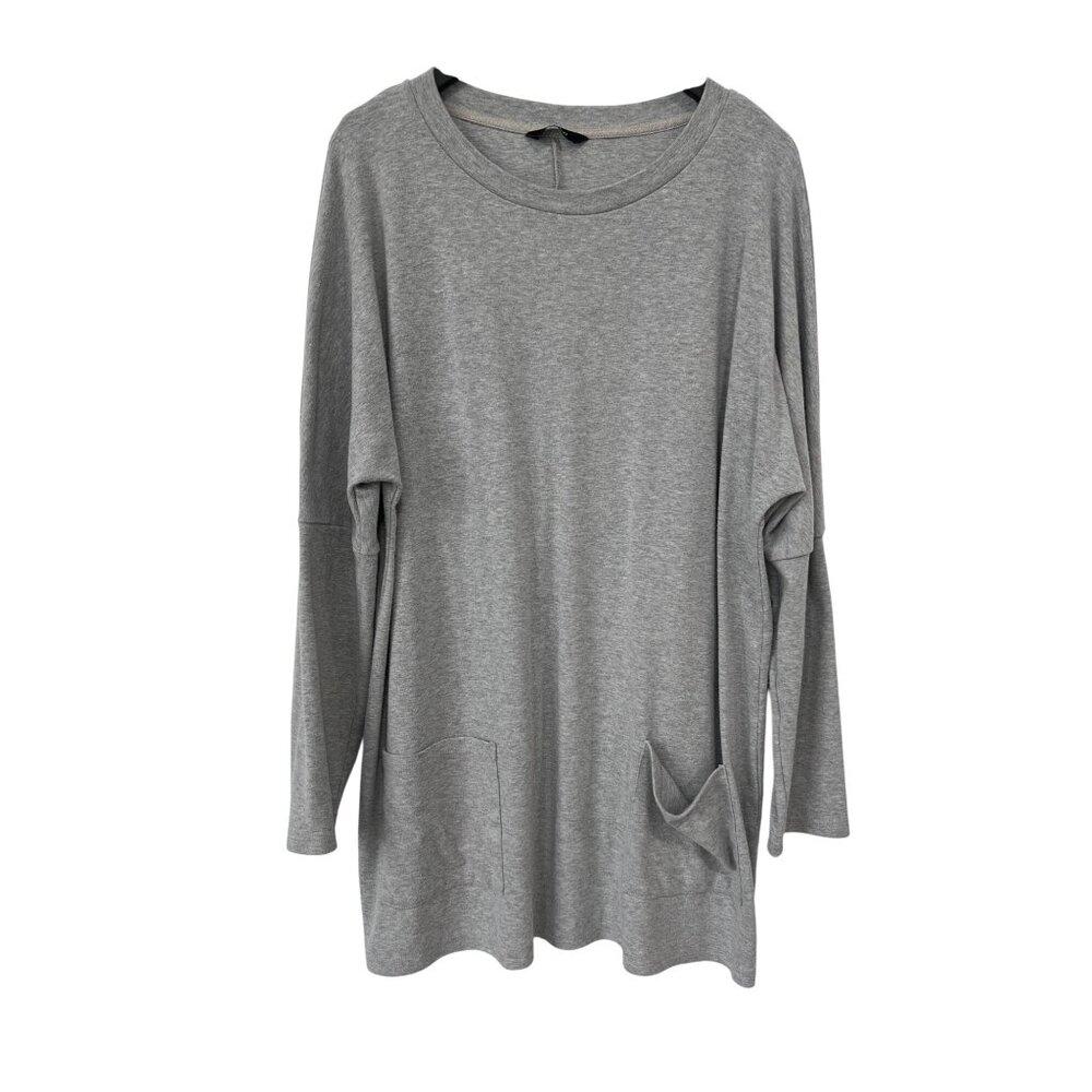 Dokotoo Long Sleeve Tunic Top Size XL Relaxed Fit Polyester Blend Heather Gray - Picture 2 of 8